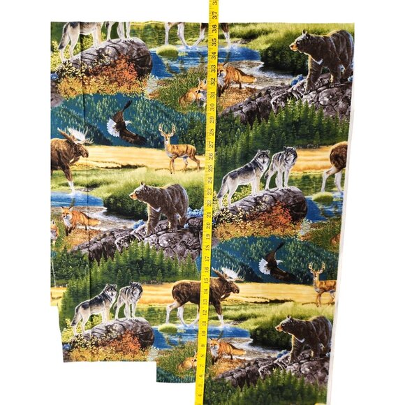 Bringing Nature Home Scenic Wildlife Fabric Panel Wolves Bears Foxes Moose - Picture 7 of 14